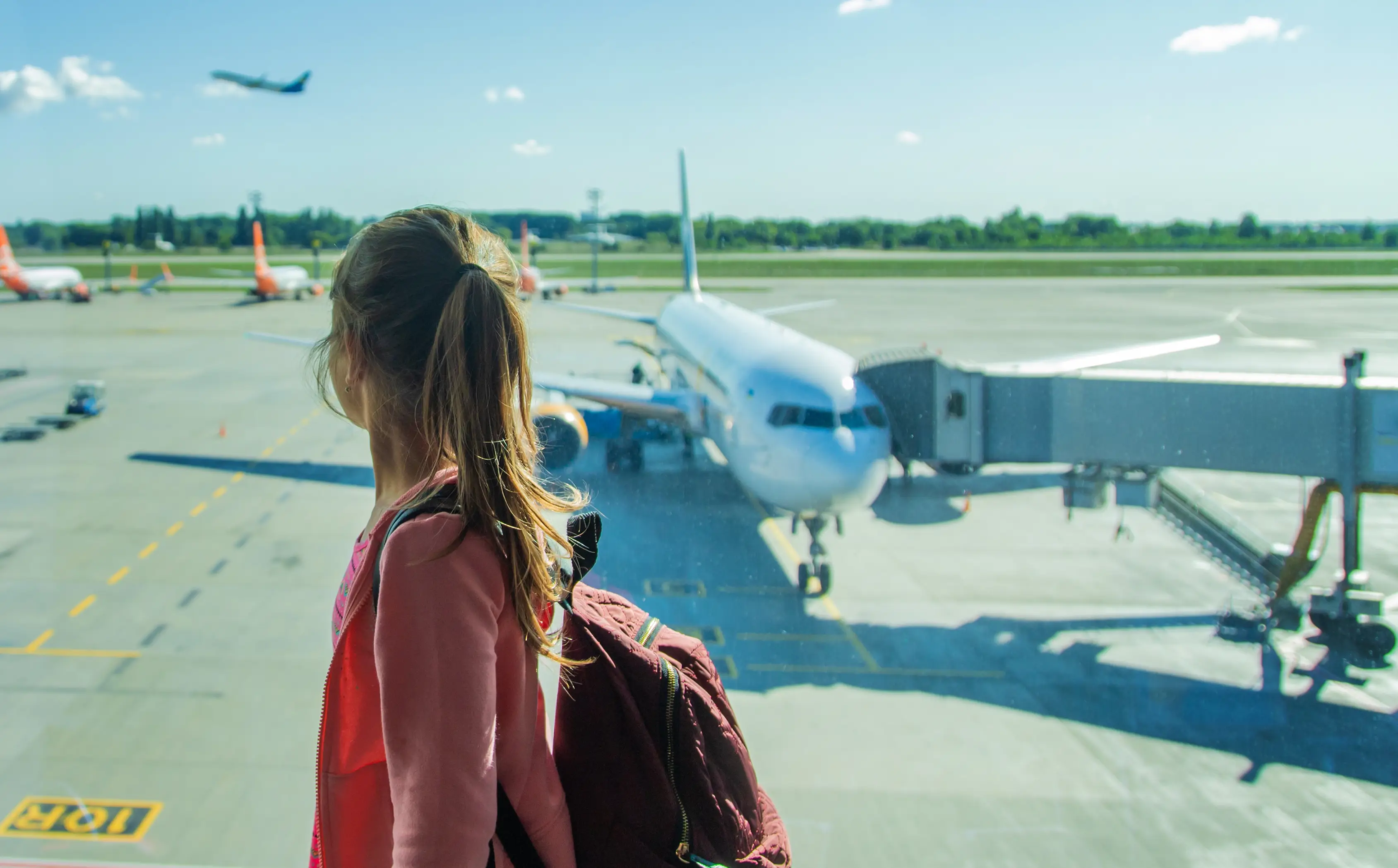 woman taking an airplane